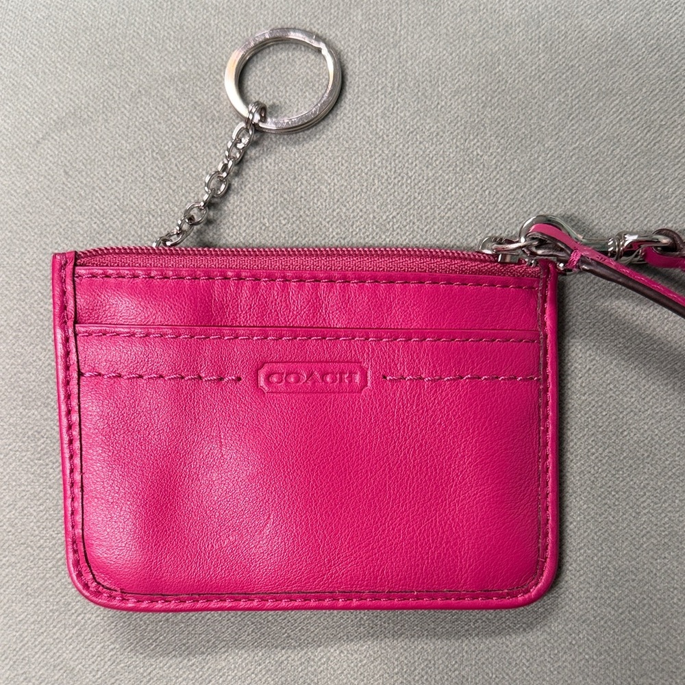 COACH CAMPBELL LEATHER MINI ID SKINNY CREDIT CARD KEYCHAIN WRISTLET #F50167 - Picture 8 of 10